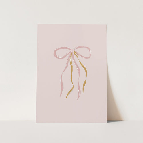 Delicate Pink and Golden Bow PFY Art Print