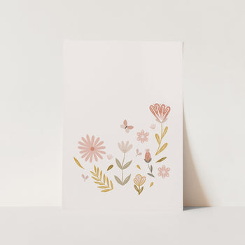 Pink and Golden Wildflowers PFY Art Print