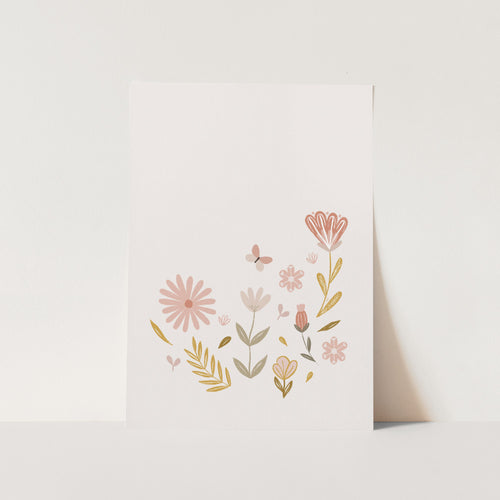 Pink and Golden Wildflowers PFY Art Print