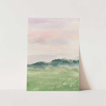 Misty Morning Fields PFY Art Print