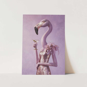 Flamingo In Cocktail Dress PFY Art Print