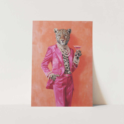 Leopard Dressed In Pink Satin Suit PFY Art Print
