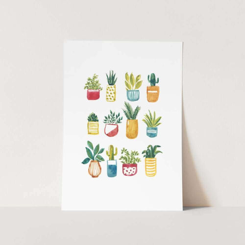 colourful pot plants poster wall art