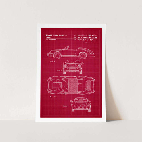 1990 Porsche 911 Convertible Patent Art Print