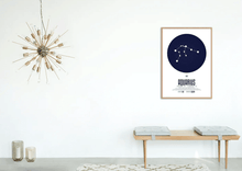Load image into Gallery viewer, Aquarius Star Sign Art Print framed oak