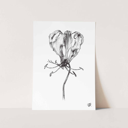 B&W Flame Lily II by Jenna Art Print