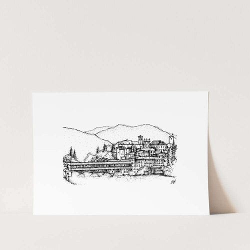 Bassano del Grappa Italy Sketch Art Print