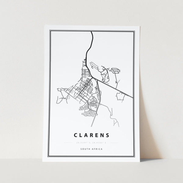 Clarens Map Art Print