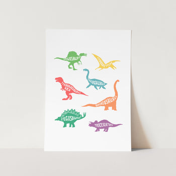 Colourful Dinosaurs Art Print