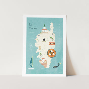 Corsica Illustration Map Art Print