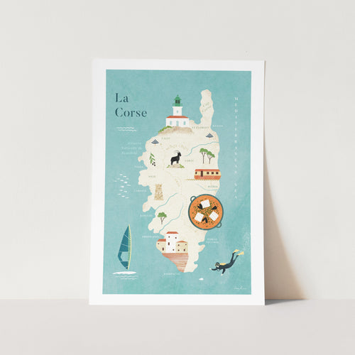 Corsica Illustration Map Art Print