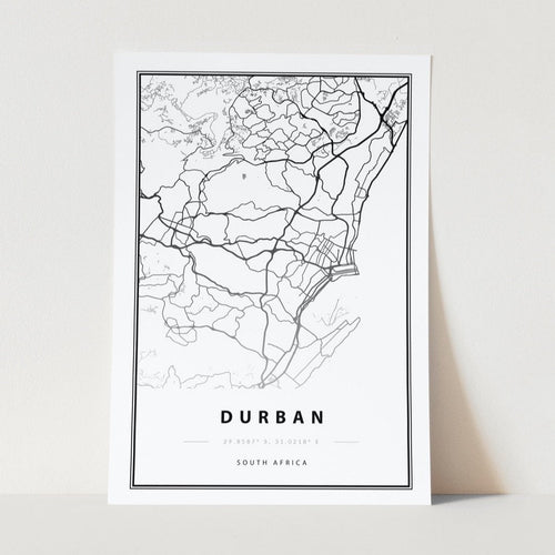 Durban Map Art Print