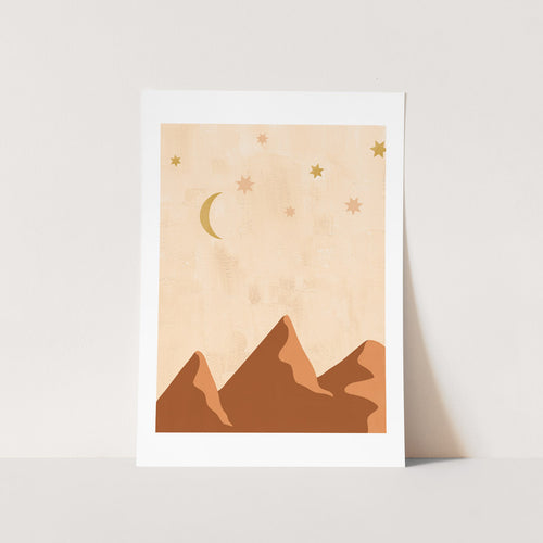 Desert Moon & Stars Moon Art Print