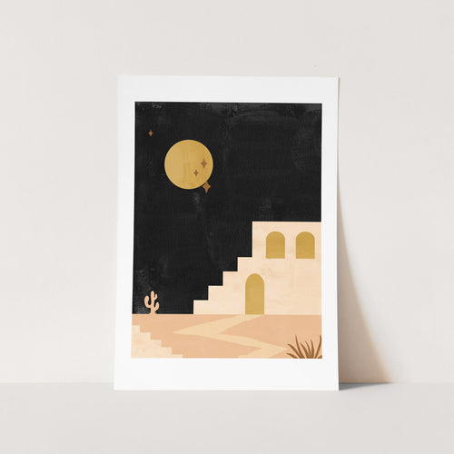 Desert Full Moon Art Print