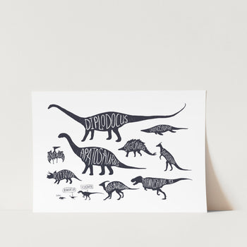 Dinosaurs Vintage Landscape Art Print