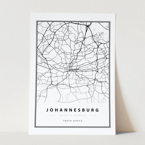 Johannesburg Map Art Print no Frame