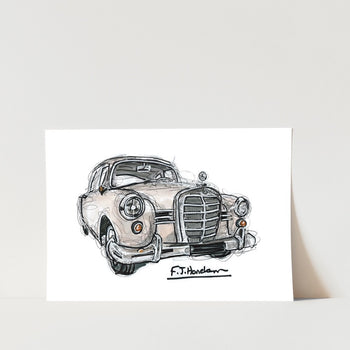 Merc Ponton Cartoon Car Art Print
