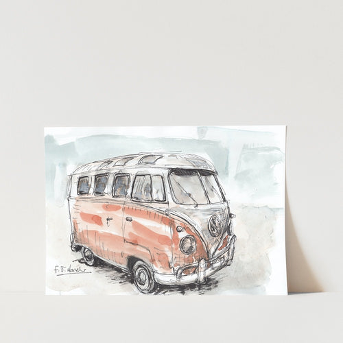 Orange Splittie Custom VW Car Art Print
