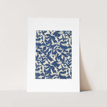 Pigeons in White & Blue Art Print