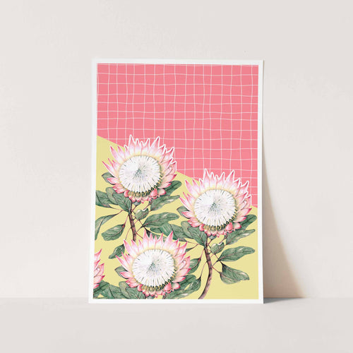 Kings in Mustard on check Art Print