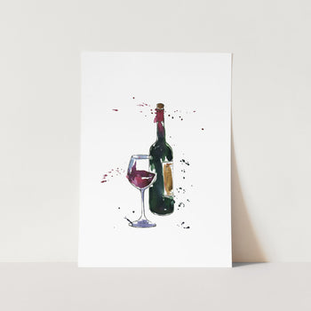 Red Wine Watercolour Art Print