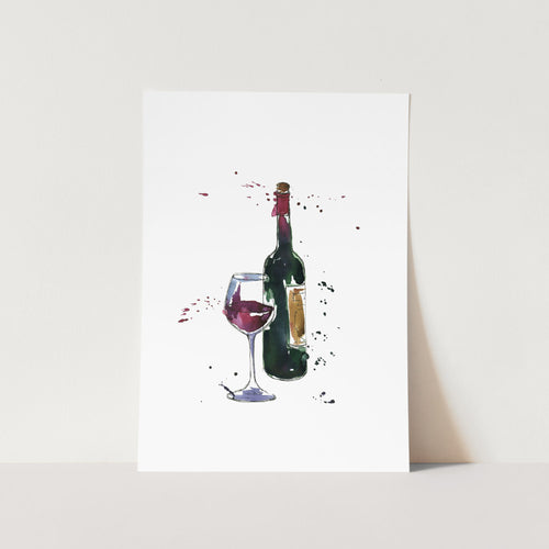 Red Wine Watercolour Art Print