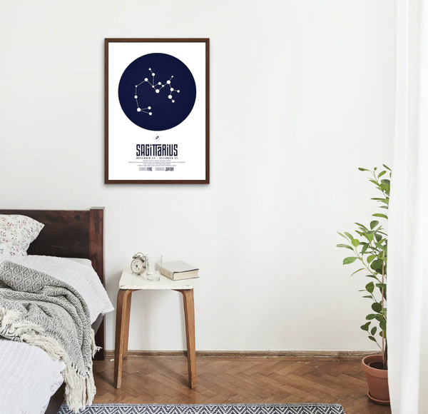 Sagittarius Star Sign Art Print framed black