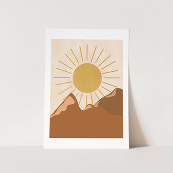 wall art of abstract boho sunrise and desert scene