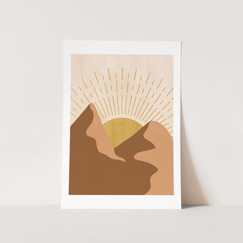 wall art of abstract boho sunrise and desert scene