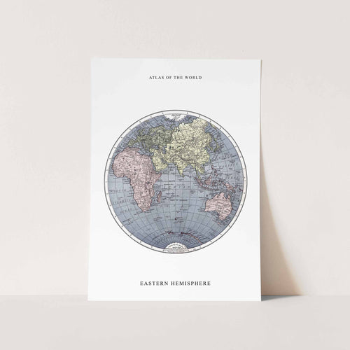 Vintage Eastern Hemisphere Map Art Print