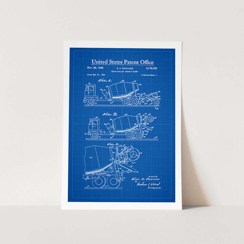 Cement Truck Patent Art Print