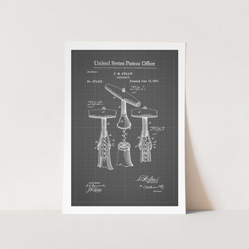 Wine Corkscrew Patent Art Print