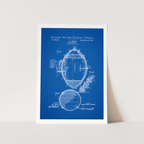 Diving Submarine Patent Art Print