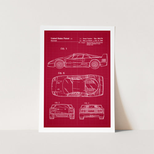 Ferrari F40 Patent Art Print