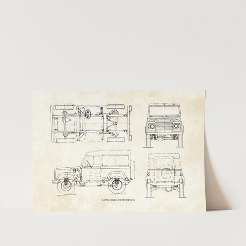 Land Rover Defender 90 Vintage Poster no Frame
