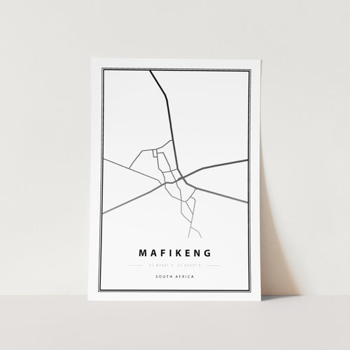 Mafikeng Map Art Print