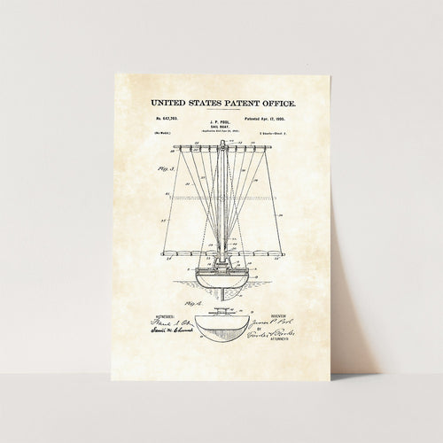 Sail Boat Patent Art Print