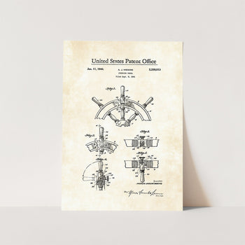 Ship Steering Wheel Patent Art Print