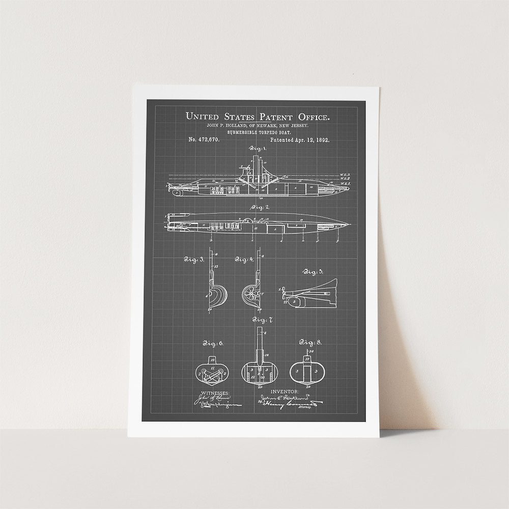 Submergible Torpedo Boat Patent Art Print