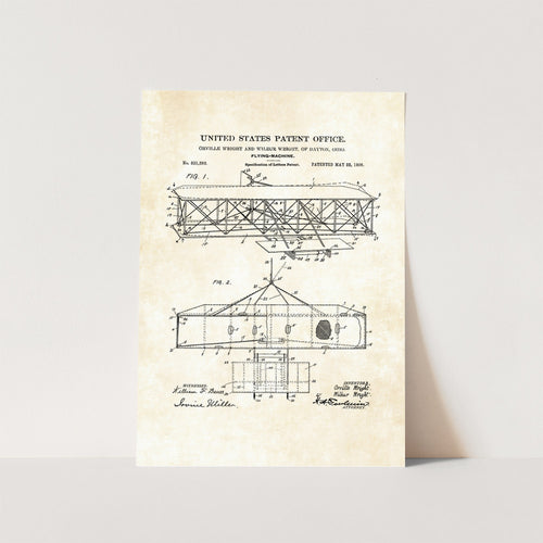 Wright Brothers Flying Machine Patent Art Print