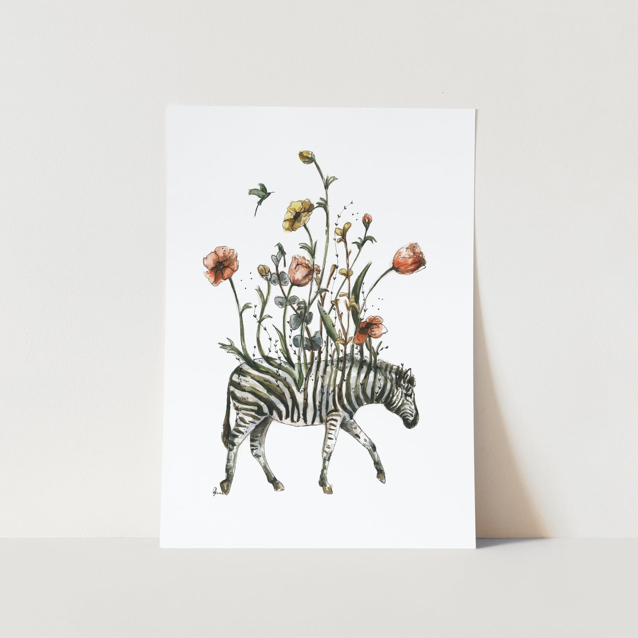 Zebra Flowers by Mareli Art Print