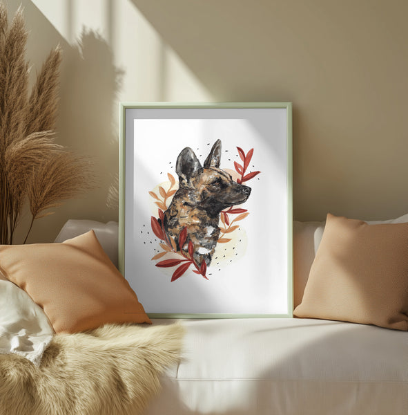 Autumn Wild Dog Art Print