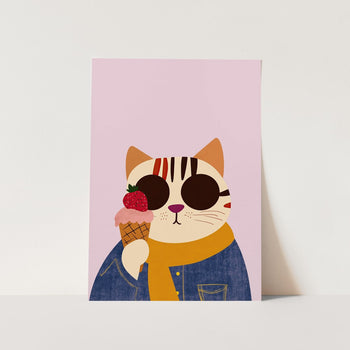Cool Cat Strawberry Ice Cream PFY Art Print