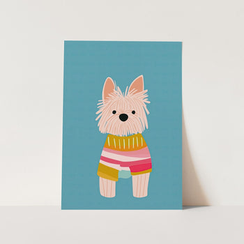 Cute Striped Sweater Dog PFY Art Print