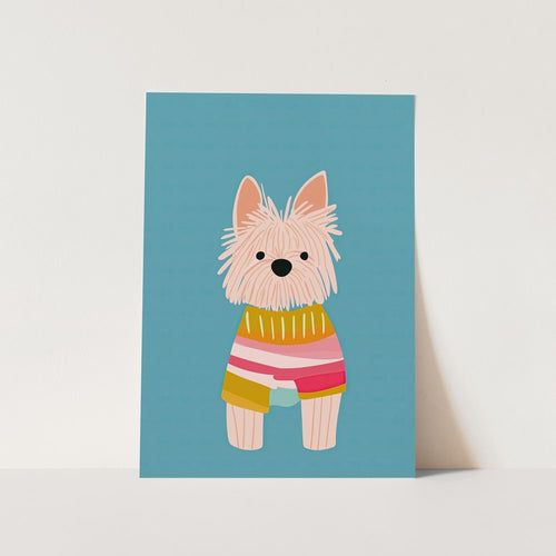 Cute Striped Sweater Dog PFY Art Print