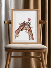 Load image into Gallery viewer, Valentines Day Giraffe Art Print