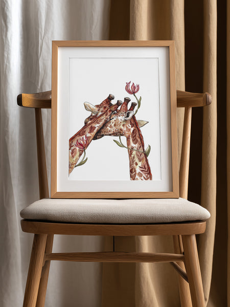 Valentines Day Giraffe Art Print