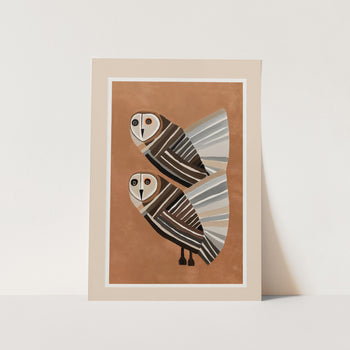 Striped Owl Pair PFY Art Print