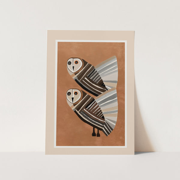 Striped Owl Pair PFY Art Print