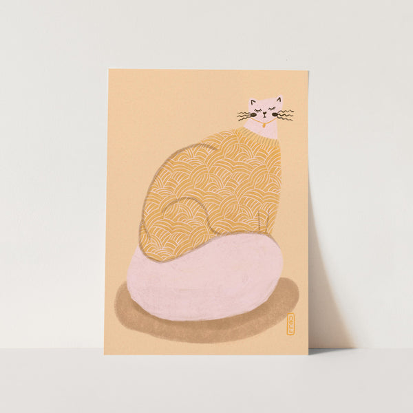 Cat in a Butter Yellow Jersey Illustration Poster PFY Art Print